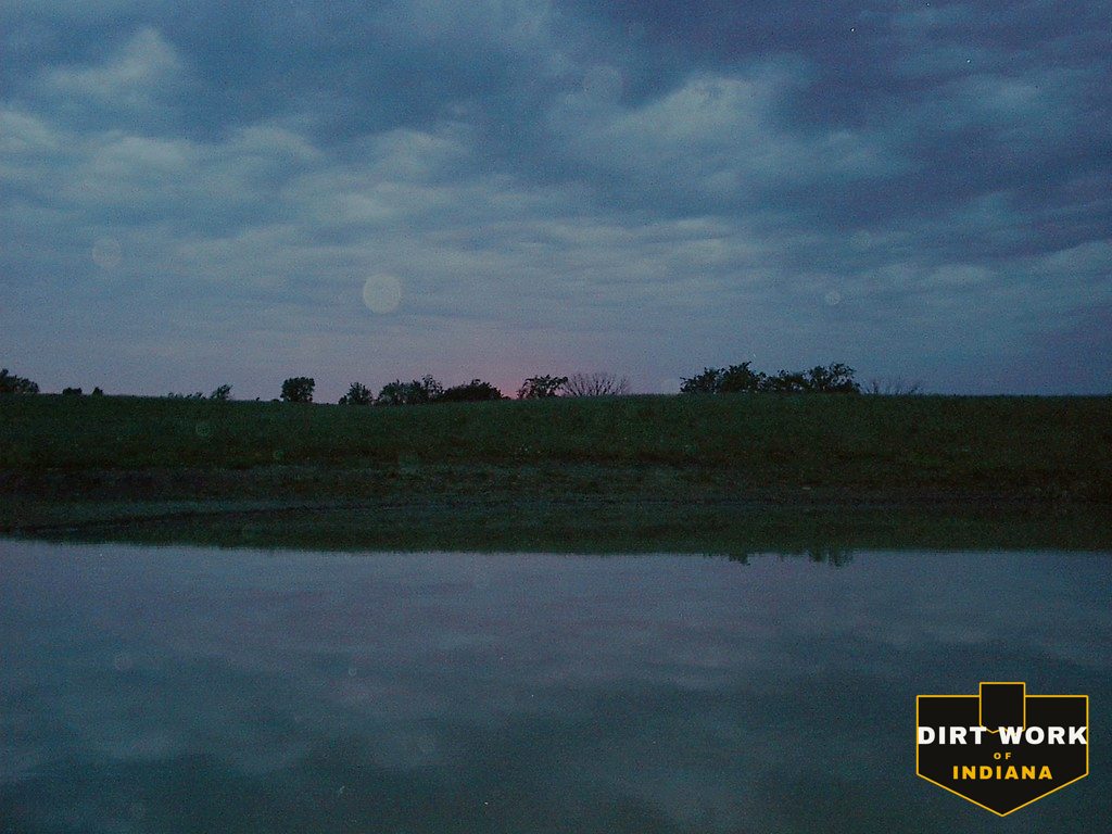 Indiana farm pond at dusk